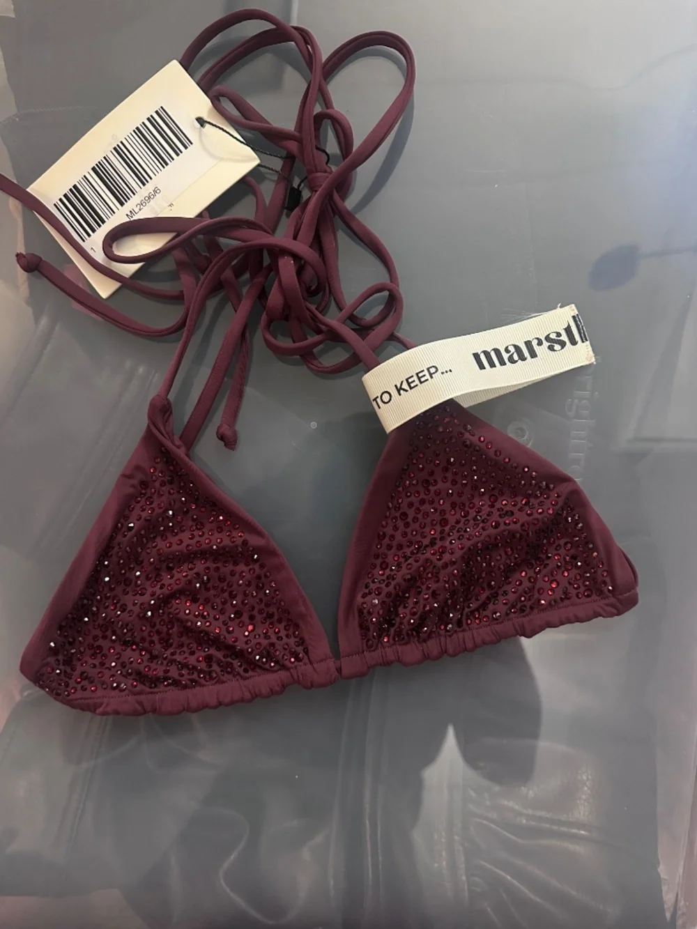 Mars The Label Hotfix Rhinestone Bikini top Wine Burgundy